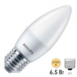 Лампа светодиодная свеча Philips ESS LEDCandle B38 6.5W (75W) 2700K 220V E27 FR 650lm 