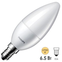 Лампа светодиодная свеча Philips ESS LED Candle B38 6.5W (75W) 2700K 220V E14 FR 620lm 