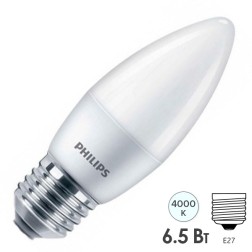 Лампа светодиодная свеча Philips ESS LEDCandle B38 6.5W (75W) 4000K 220V E27 FR 650lm 