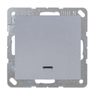 Выключатель одноклавишный с подсветкой Simon Simon 15 Алюминий (в сборе) 