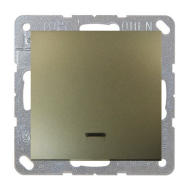 Выключатель одноклавишный с подсветкой Simon Simon 15 Шампань (в сборе) 