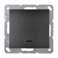 Выключатель одноклавишный с подсветкой Simon Simon 15 Графит (в сборе) 