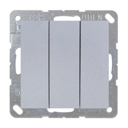 Выключатель трехклавишный Simon Simon 15 Алюминий (в сборе) 