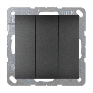 Выключатель трехклавишный Simon Simon 15 Графит (в сборе) 