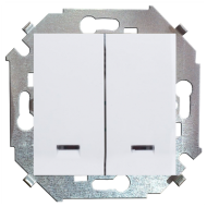 Выключатель двухклавишный с подсветкой Simon Simon 15 Белый (в сборе) 