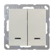 Выключатель двухклавишный с подсветкой Simon Simon 15 Слоновая кость (в сборе) 