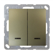 Выключатель двухклавишный с подсветкой Simon Simon 15 Шампань (в сборе) 