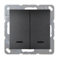 Выключатель двухклавишный с подсветкой Simon Simon 15 Графит (в сборе) 