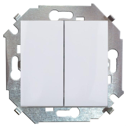 Переключатель двухклавишный (проходной) Simon Simon 15 Белый (в сборе) 