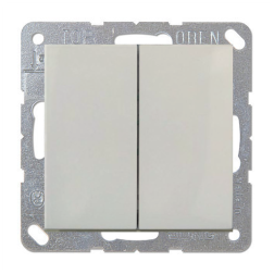 Переключатель двухклавишный (проходной) Simon Simon 15 Слоновая кость (в сборе) 