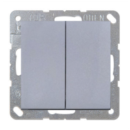 Переключатель двухклавишный (проходной) Simon Simon 15 Алюминий (в сборе) 