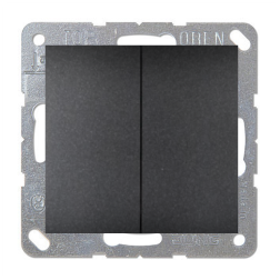 Переключатель двухклавишный (проходной) Simon Simon 15 Графит (в сборе) 