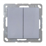 Выключатель двухклавишный Simon Simon 15 Алюминий (в сборе) 