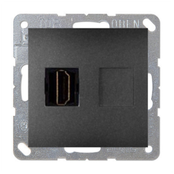 Розетка HDMI Simon Simon 15 Графит (в сборе) 