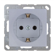 Розетка с заземлением, винтовые клеммы Simon Simon 15 Алюминий (в сборе) 
