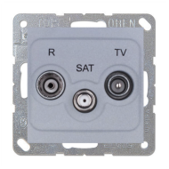 Розетка TV / SAT простая Simon Simon 15 Алюминий (в сборе) 