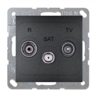 Розетка TV / SAT простая Simon Simon 15 Графит (в сборе) 