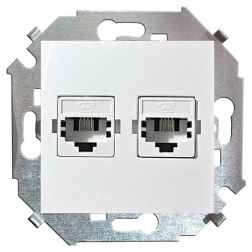 Розетка телефон компьютер RJ11 / RJ45 UTP 5e категории Simon Simon 15 Белый (в сборе) 