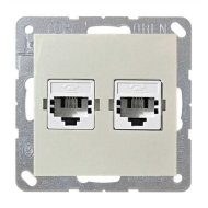 Розетка телефон компьютер RJ11 / RJ45 UTP 5e категории Simon Simon 15 Слоновая кость (в сборе) 