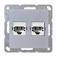 Розетка телефон компьютер RJ11 / RJ45 UTP 5e категории Simon Simon 15 Алюминий (в сборе) 