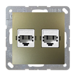 Розетка телефон компьютер RJ11 / RJ45 UTP 5e категории Simon Simon 15 Шампань (в сборе) 