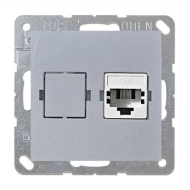 Розетка компьютерная 1xRJ45 UTP 5e категории Simon Simon 15 Алюминий (в сборе) 