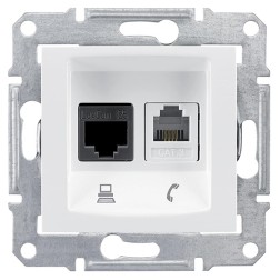 Информационная розетка RJ11+RJ45 UTP кат.6 Sedna, белая 