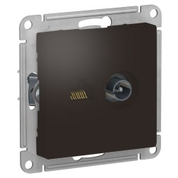 Розетка двойная ТV + компьютерная RJ45, кат 5Е, SE AtlasDesign, мокко [уп 5 шт] 