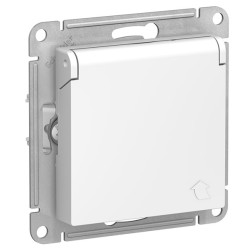 Розетка с заземлением со шторками с крышкой 16А IP44 SE AtlasDesign Aqua, белый 