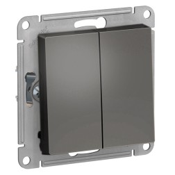Двухклавишный переключатель 10А SE AtlasDesign, сталь [уп 5 шт] 