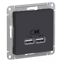 Зарядка USB  5В, 1 порт x 2,1 А, 2 порта х 1,05 А SE AtlasDesign, карбон 