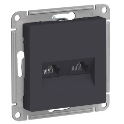 Розетка двойная компьютерная RJ45+RJ45 кат 5E SE AtlasDesign, карбон [уп 5 шт] 
