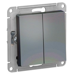 Двухклавишный выключатель 10А SE AtlasDesign, грифель [уп 10 шт] 