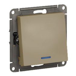 Одноклавишный переключатель с подсветкой 10А SE AtlasDesign, шампань [уп 5 шт] 