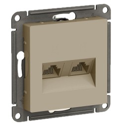 Розетка двойная компьютерная RJ45+RJ45 кат 5E SE AtlasDesign, шампань [уп 5 шт] 