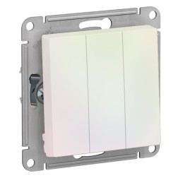 Трехклавишный выключатель 10А SE AtlasDesign, жемчуг [уп 10 шт] 
