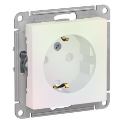 Розетка с заземлением со шторками 16А SE AtlasDesign, жемчуг [уп 10 шт] 