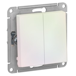 Двухклавишный выключатель 10А SE AtlasDesign, жемчуг [уп 10 шт] 