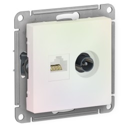 Розетка двойная ТV + компьютерная RJ45, кат 5Е, SE AtlasDesign, жемчуг [уп 5 шт] 