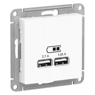 Зарядка USB 5В, 1 порт x 2,1 А, 2 порта х 1,05 А SE SE AtlasDesign, белый