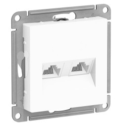 Розетка двойная компьютерная RJ45+RJ45 кат.5E SE AtlasDesign, белый [уп 10 шт] 