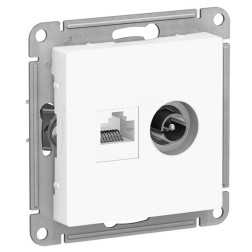 Розетка двойная ТV + компьютерная RJ45 кат. 5Е SE AtlasDesign, белый [уп 10 шт] 