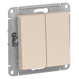 Двухклавишный выключатель 10А SE AtlasDesign, бежевый [уп 20 шт] 