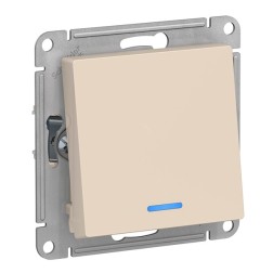 Одноклавишный переключатель с подсветкой 10А SE AtlasDesign, бежевый [уп 10 шт] 