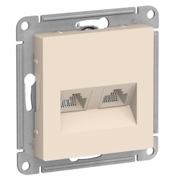 Розетка двойная компьютерная RJ45+RJ45 кат.5E SE AtlasDesign, бежевый [уп 5 шт] 