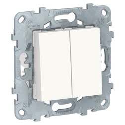 Переключатель двухклавишный перекрестный 10A 250В SE Unica NEW, белый 