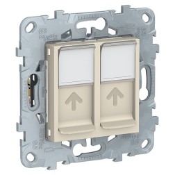 Розетка компьютерная RJ45 двойная  кат. 6 UTP SE Unica NEW, бежевый 