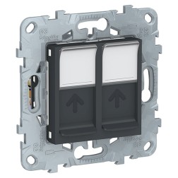 Розетка компьютерная RJ45 двойная  кат. 6 UTP SE Unica NEW, антрацит 