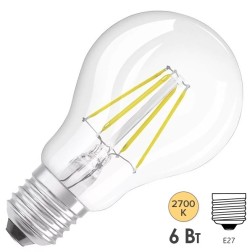 Лампа филаментная светодиодная шарик Osram LED SCL P 75 6W/827 230V CL E27 800lm Filament 