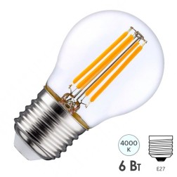 Лампа филаментная светодиодная шарик Osram LED SCL P 75 6W/840 230V CL E27 800lm Filament 